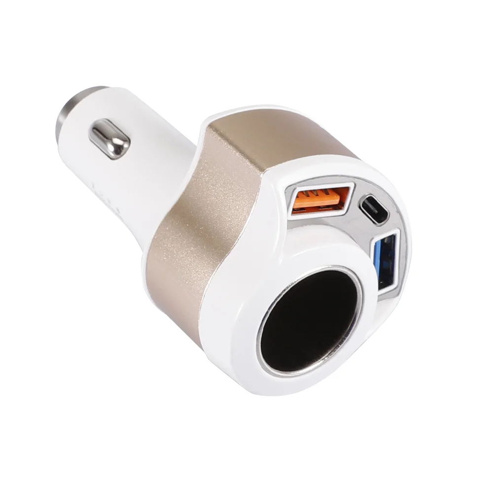 Gold Зарядных порта USB для автомобиля Зарядное устройство быстрой зарядки USB автомобильного прикуривателя Тип C 2-Порты и разъёмы розетка разветвитель для iPhone X 8 Plus Note 8 смартфонов FS - Тип штекера: Gold