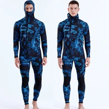 Men's 3MM Neoprene Diving Suit Fashion One-Piece Hooded Camouflage Warm And Cold-Proof Underwater Hunting Snorkeling Diving Suit