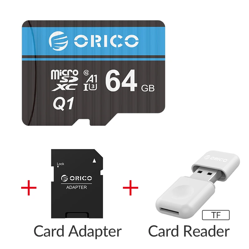 ORICO карта памяти Micro TF/SD, 256 ГБ, 128 ГБ, 64 ГБ, 32 ГБ, MicroSD, Макс. 80 м/с, класс 10, Мини карта TF с адаптером для sd-карт - Емкость: MSQ1-64GB-CRS12
