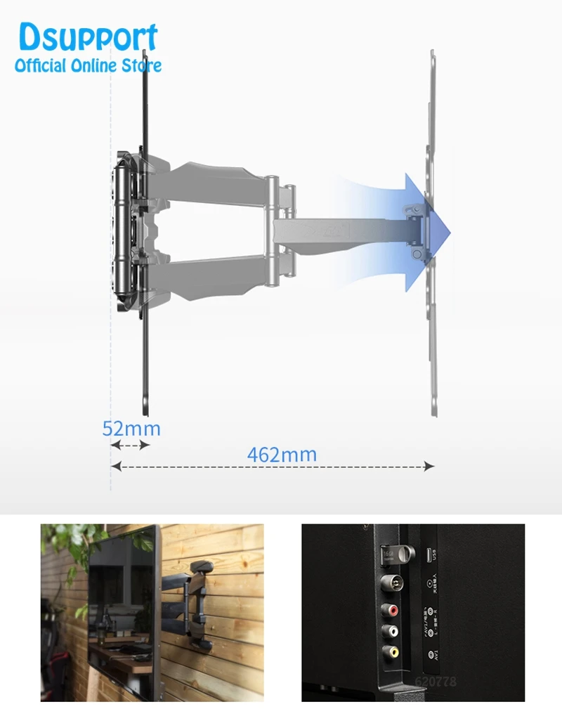 Новинка NB P5 Универсальный Полный движения 3"-60" ЖК-Телевизор настенный кронштейн 6 ARM STRONG 36,4 кг 400X400 с кабельной крышкой шарнирная опора