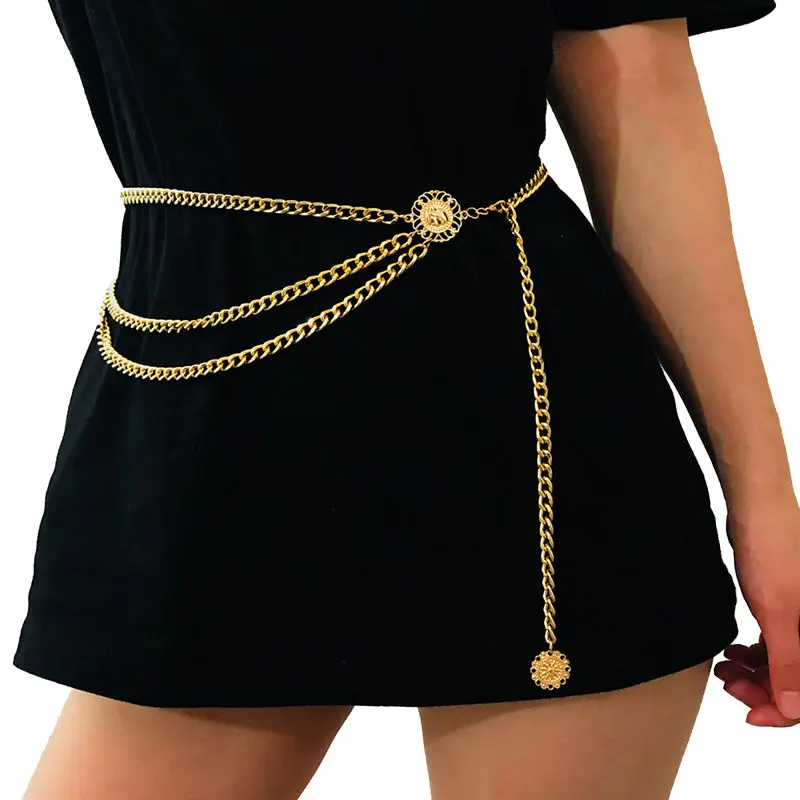 Для женщин с цепью на талии серебристого и золотистого цвета Многослойные ретро кисточки пояс-цепочка женские ювелирные изделия модное платье украшение - Окраска металла: A-1