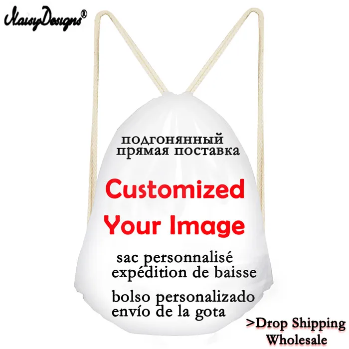 custom drawstring Модная сумка на шнурке для девочек и мальчиков с принтом кошки в космосе, для мужчин и женщин, мини-рюкзак из парусины, Mochila, сумка для путешествий - Цвет: custom drawstring