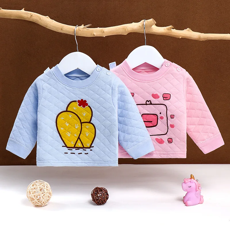 Pajamas Girls Shoulder Button Warm Jacket Winter Long Sleeve Cotton Boys Girls Cotton-Padded Clothes Children Household Clothing