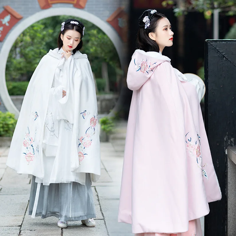 

2019 Photo Shoot New Style Winter Chinese-style Cloak Chinese Clothing Embroidered Long Hooded Winter Style han dynasty Element