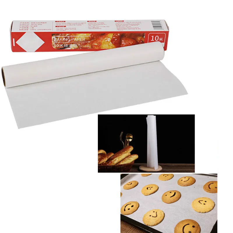 10M Baking Paper Barbecue Double-sided Silicone Oil Paper Parchment Rectangle Oven Oil Paper Baking Sheets Bakery BBQ Party