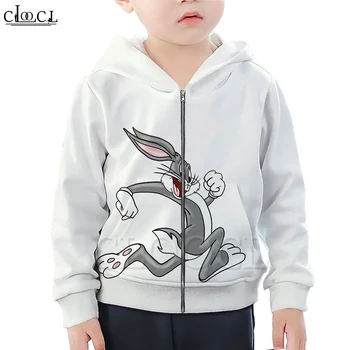 

CLOOCL Newest Cartoon Anime Bugs Bunny 3D Print Zipper Hoodies Boy Girl Children's Hoodie Sweatshirt Harajuku Streetwear Tops