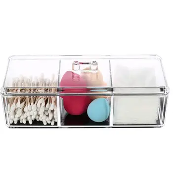 

Portable transparent Clear Organizer Holder Cotton swab Makeup Pads storage box desktop Case for Cosmetics Jewelry
