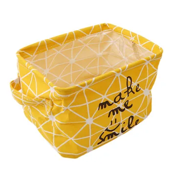 

Simplicity Star Letter Print Linen Desk Storage Basket Holder Jewelry Stationery Office Organizer Case For Cosmetics Make Up