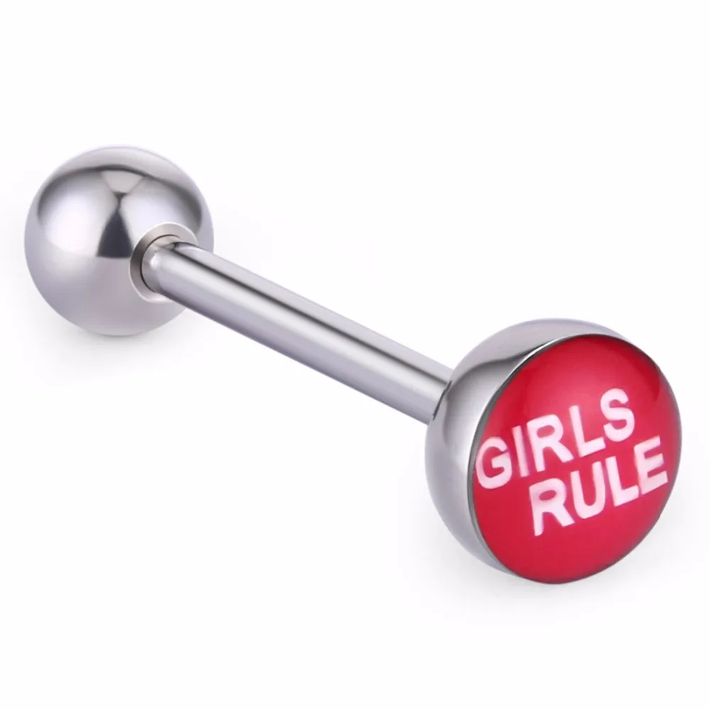 Гладкие сексуальные Необычные кольца с логотипом языка, кольца для пирсинга языка из нержавеющей стали для баров, качественные ювелирные изделия для тела - Окраска металла: Girls Rule