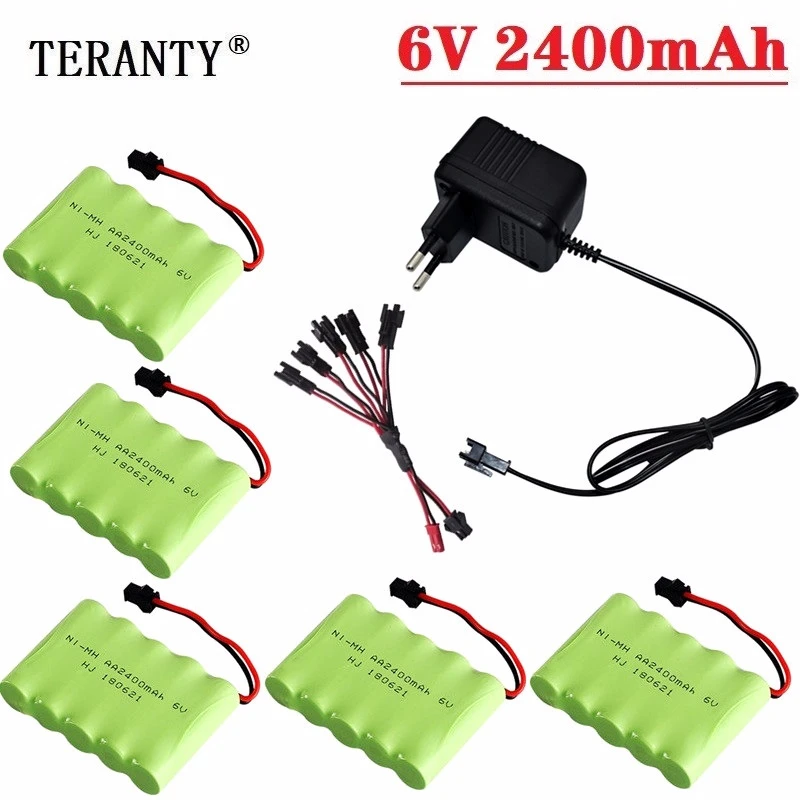 

(SM Plug) Ni-MH 6v 2400mah Battery + USB Charger For Rc toys Cars Tanks Trucks Robots Boats Guns AA 6v Rechargeable Battery Pack