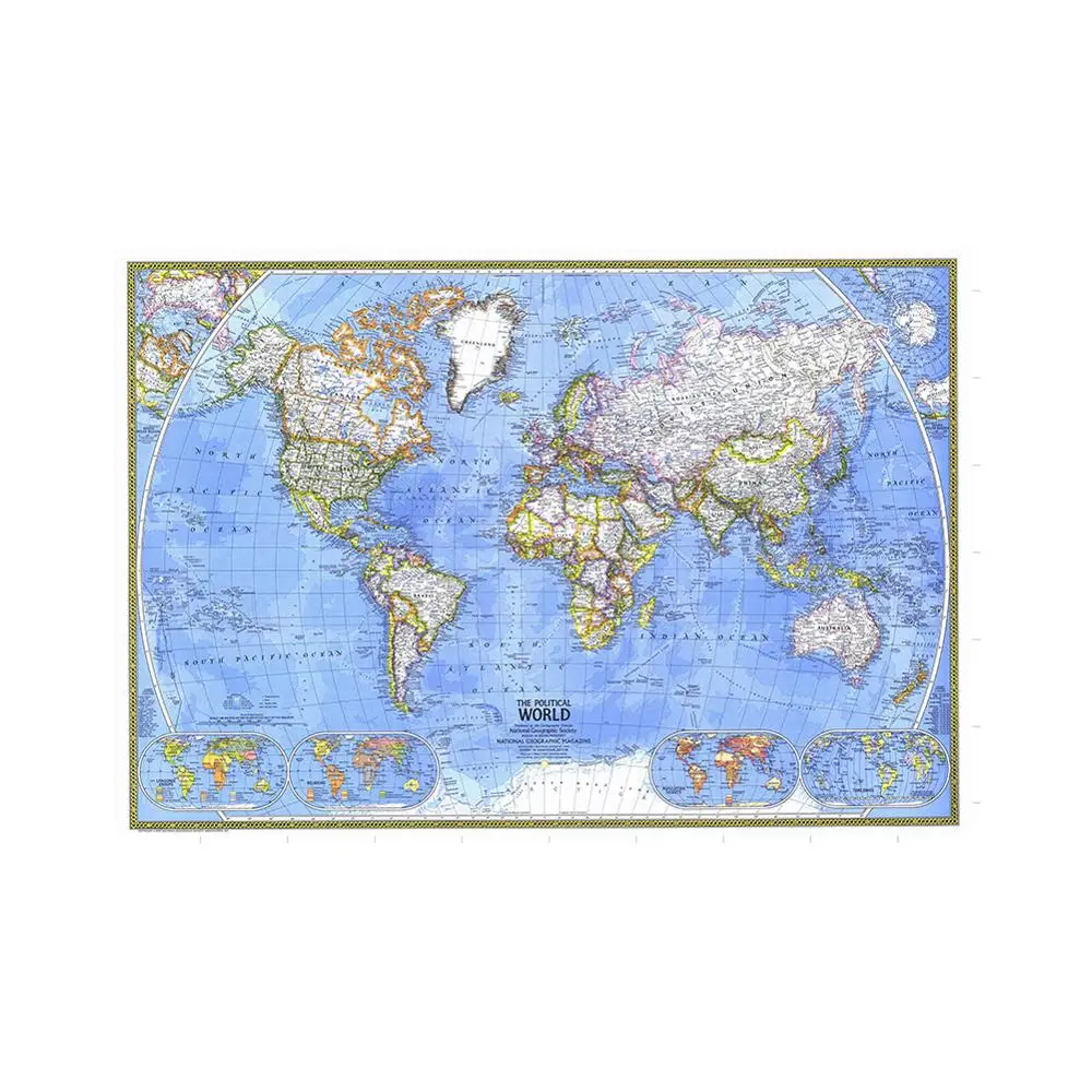 150x100 см Нетканая карта мира без национального флага для исследования и образования в области географии