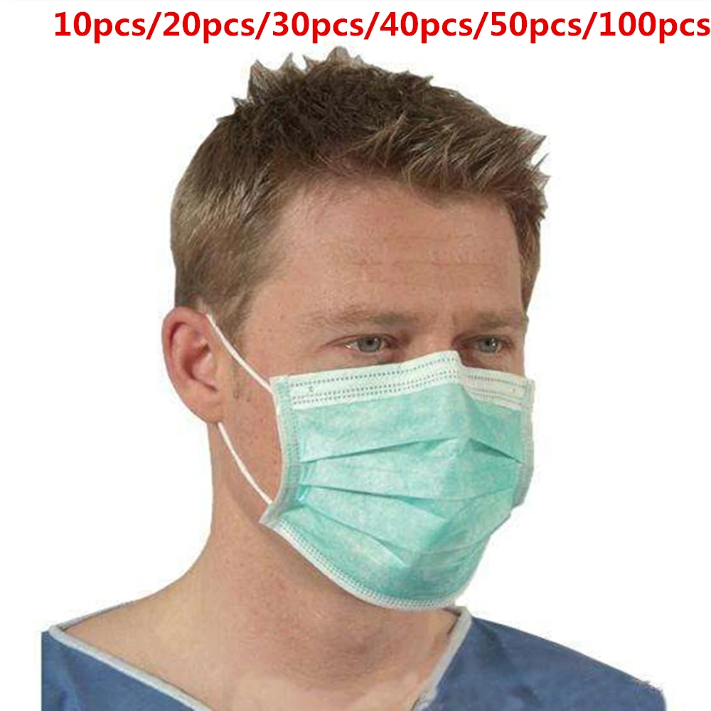 

100pcs Surgica Medica Disposable MASK Earloop Face Mouth Masks 3 Layers Anti-Dust