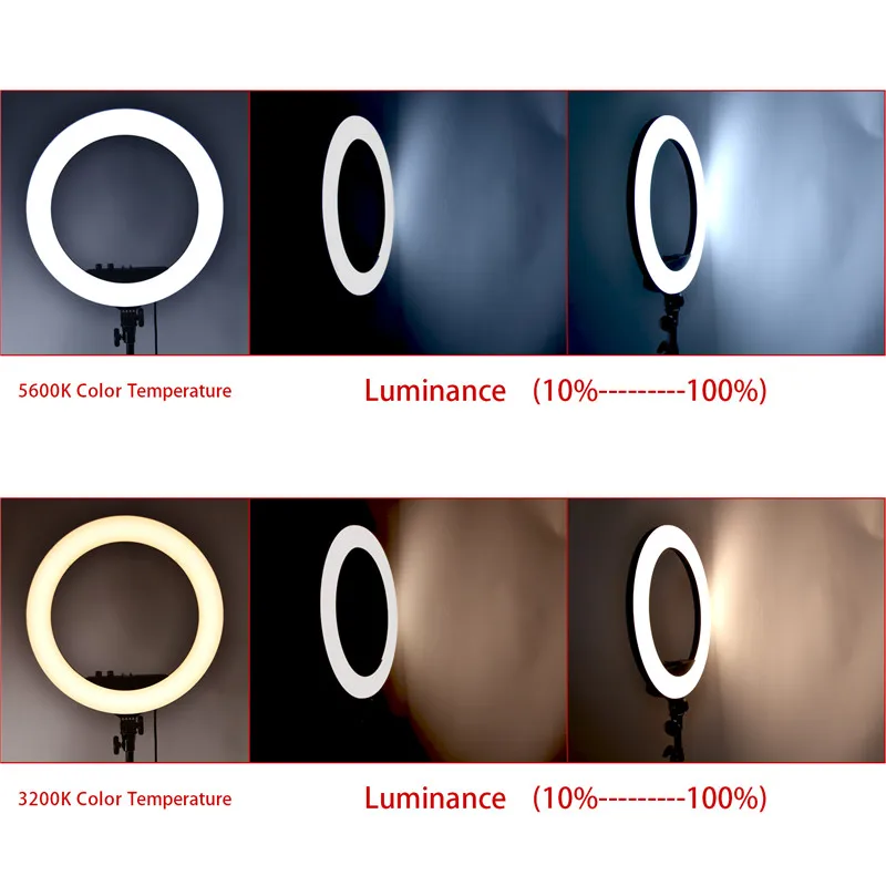  FOSOTO RL-18BII Photographic light Camera Phone Led Ring Light Bi-Color 3200-5600K Makeup Ring Lamp