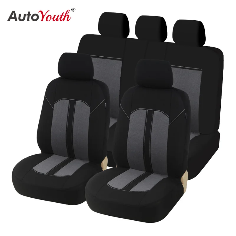 New Pair Waterproof Canvas Black Gray Universal Car Seat Covers For Most Cars