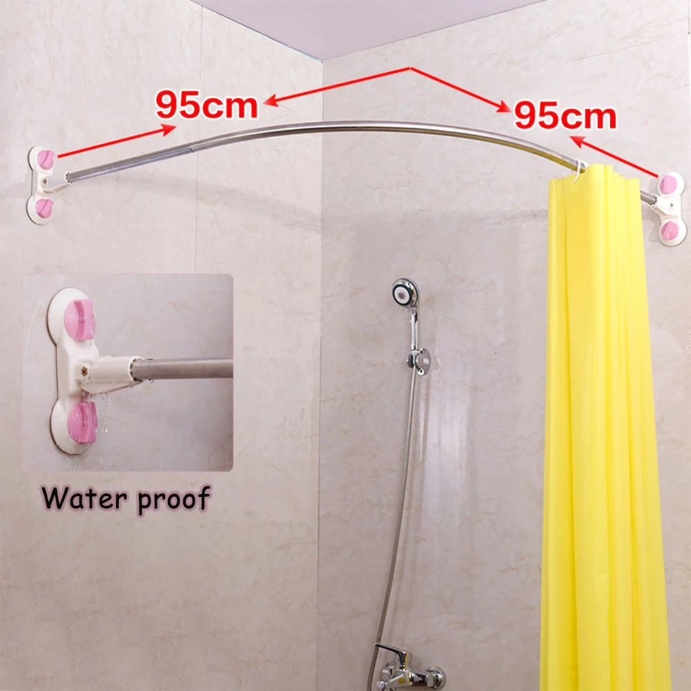 Tubo per asta per tenda da doccia ad angolo curvo per ventose per tende da  bagno bagno senza foratura in acciaio inossidabile - AliExpress