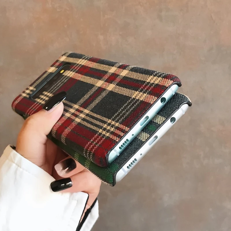 YHBBCASES Ретро клетчатая ткань Жесткие ПК-Чехлы для samsung Galaxy S10 5G S10e сетка ткань текстура зима теплый клетчатый чехол для телефона