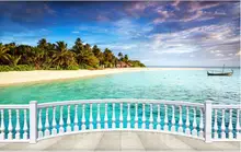 

Custom photo mural 3d wallpaper Balcony with beautiful island and sea view decor 3d wall murals wallpaper for walls in rolls