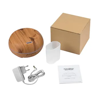 

Round Flat Top Wood Grain Ultrasonic Humidifier Mist Maker Diffuser with LED Light Household Aromatherapy Diffuser Machine