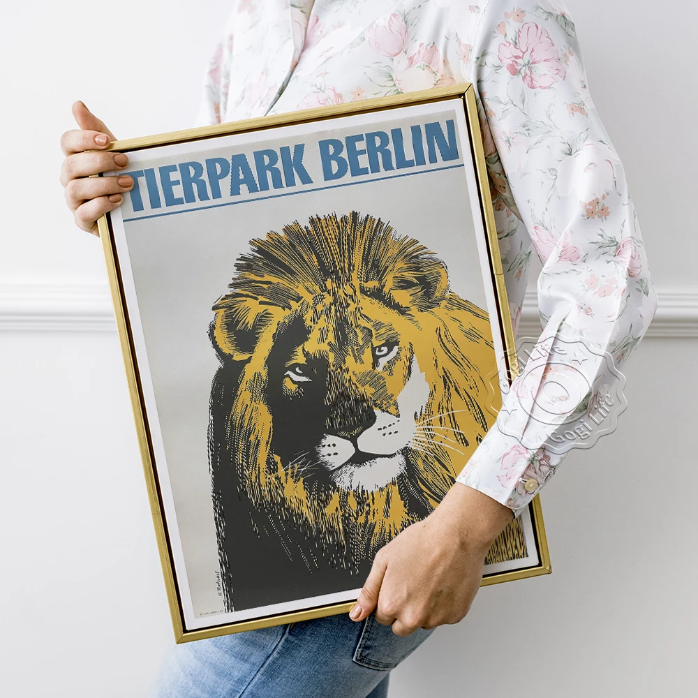 

Винтажные художественные принты с Львом, постер с рисунком деревенского зоопарка, Берлина, Настенная картина для домашнего декора, картина с животными для детской комнаты, настенные наклейки