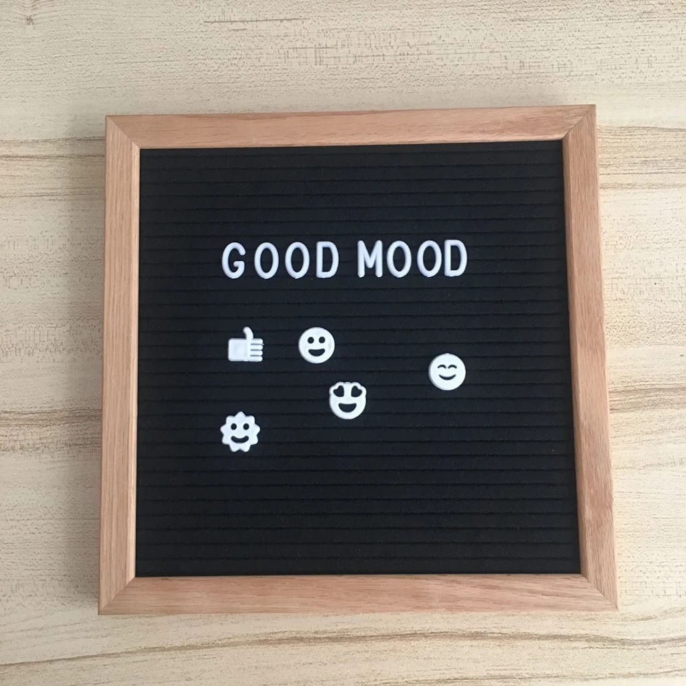 Felt Letter Board Russian Alphabet Wooden Frame Decorative Changeable Characters Letter Boards Sign Message Office Home Decor - Цвет: No Characters Black