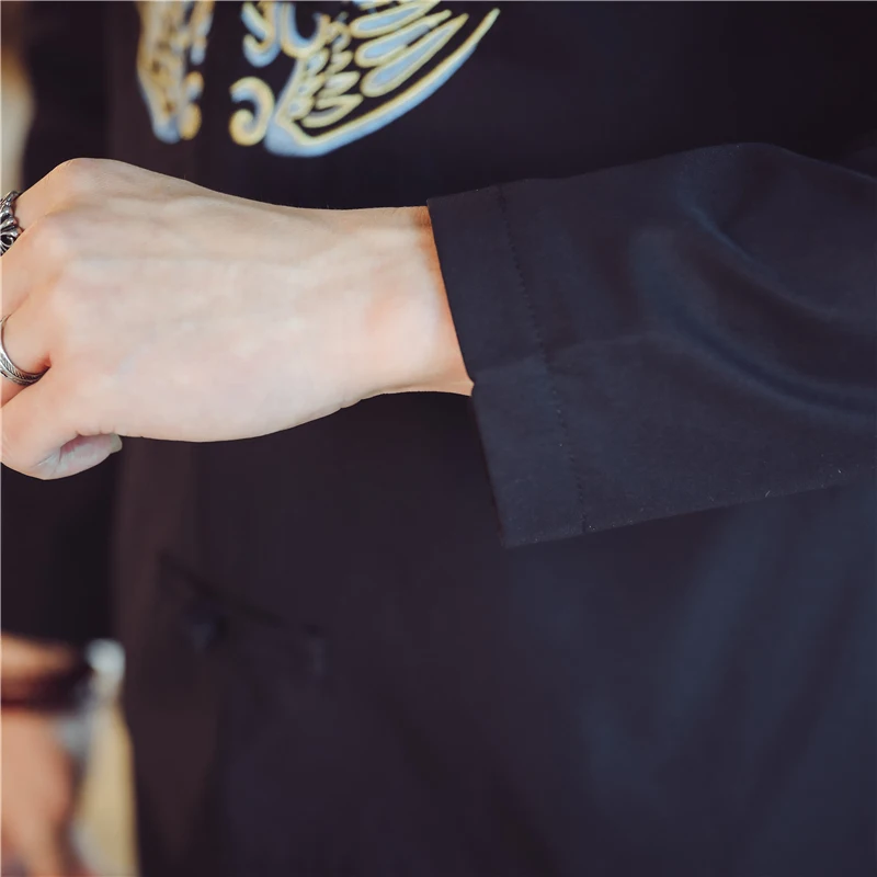 Осенняя винтажная Мужская куртка с вышивкой черная серая хаки Jaqueta модная повседневная мужская куртка размер S-5XL