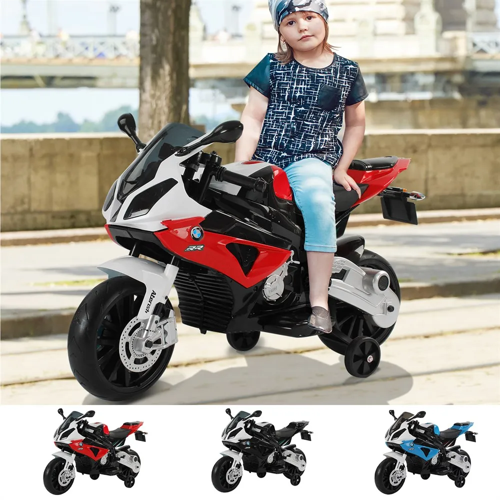 HOMCOM Coche Correpasillos Niños 3-8 años Moto Eléctrica Infantil Batería 12V Doble Motor con Luces y Sonidos