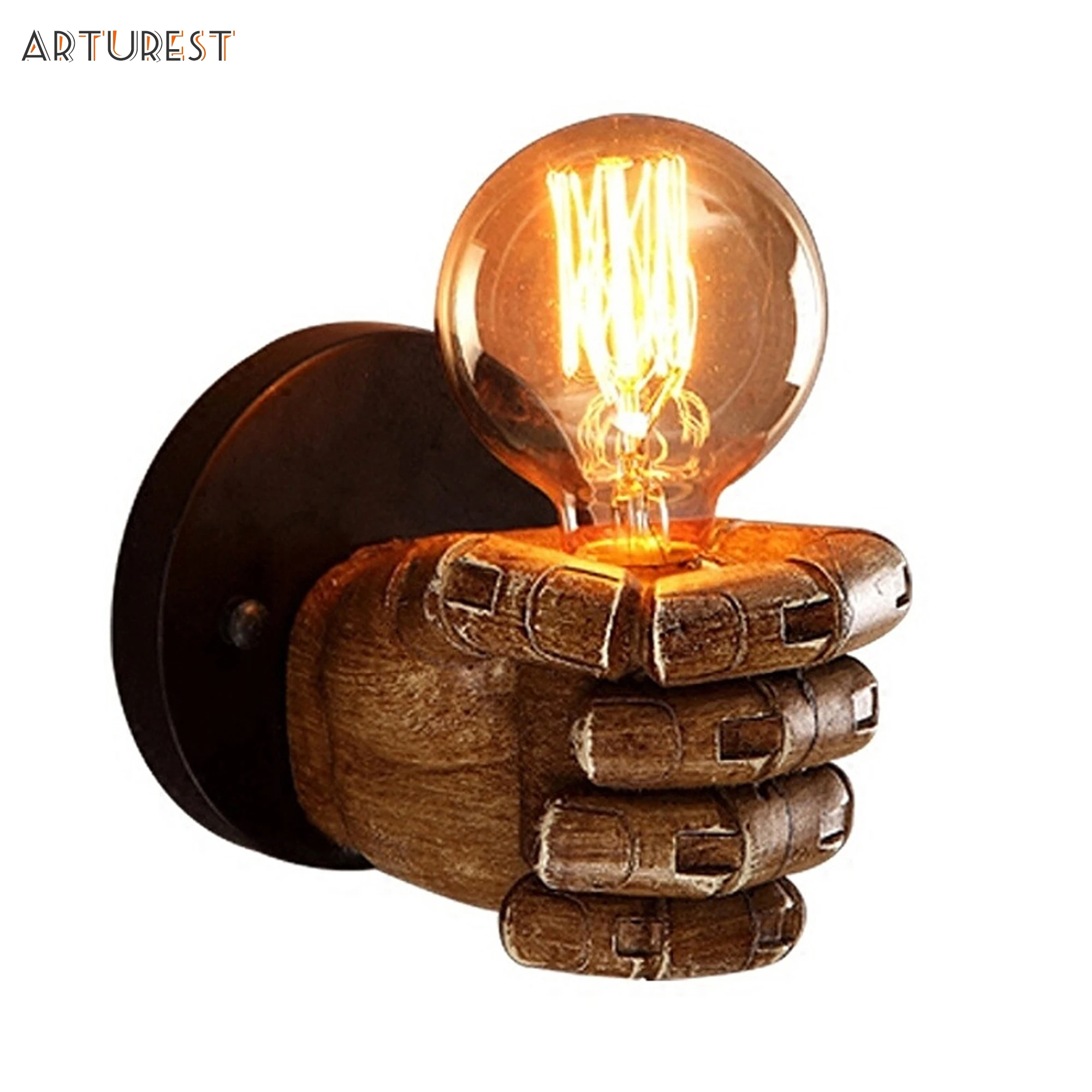 LED Retro Wall lamps Resin fist Light aisle sconce Restaurant Cafe lighting Decoration For Bedroom wall lights E27 Bulb 220V