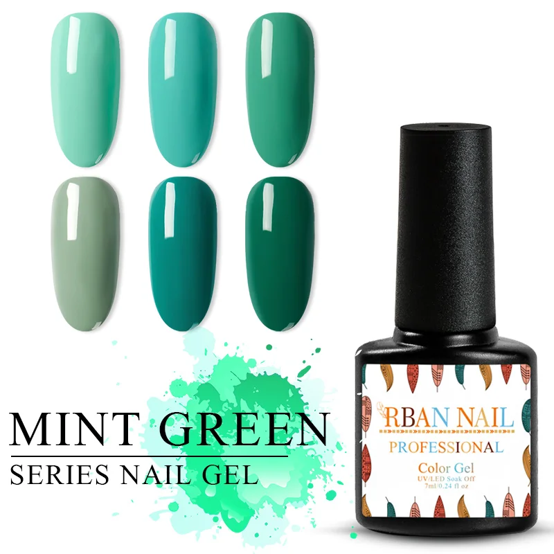 RBAN NAIL 7 мл Гель-лак для ногтей мятный зеленый цвет серия УФ-гель лак Полупостоянный замачиваемый УФ Гель-лак для ногтей