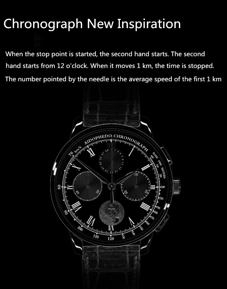 Роскошные часы Pilot st1908 с хронографом мужские часы с календарем из настоящей крокодиловой кожи механические наручные часы Aidophedo