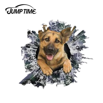 

Jump Time 13cm x 12.2cm 3D German shepherd window sticker Glass Slag Decal Reflective Sticker Waterproof Car Styling Bird Decals