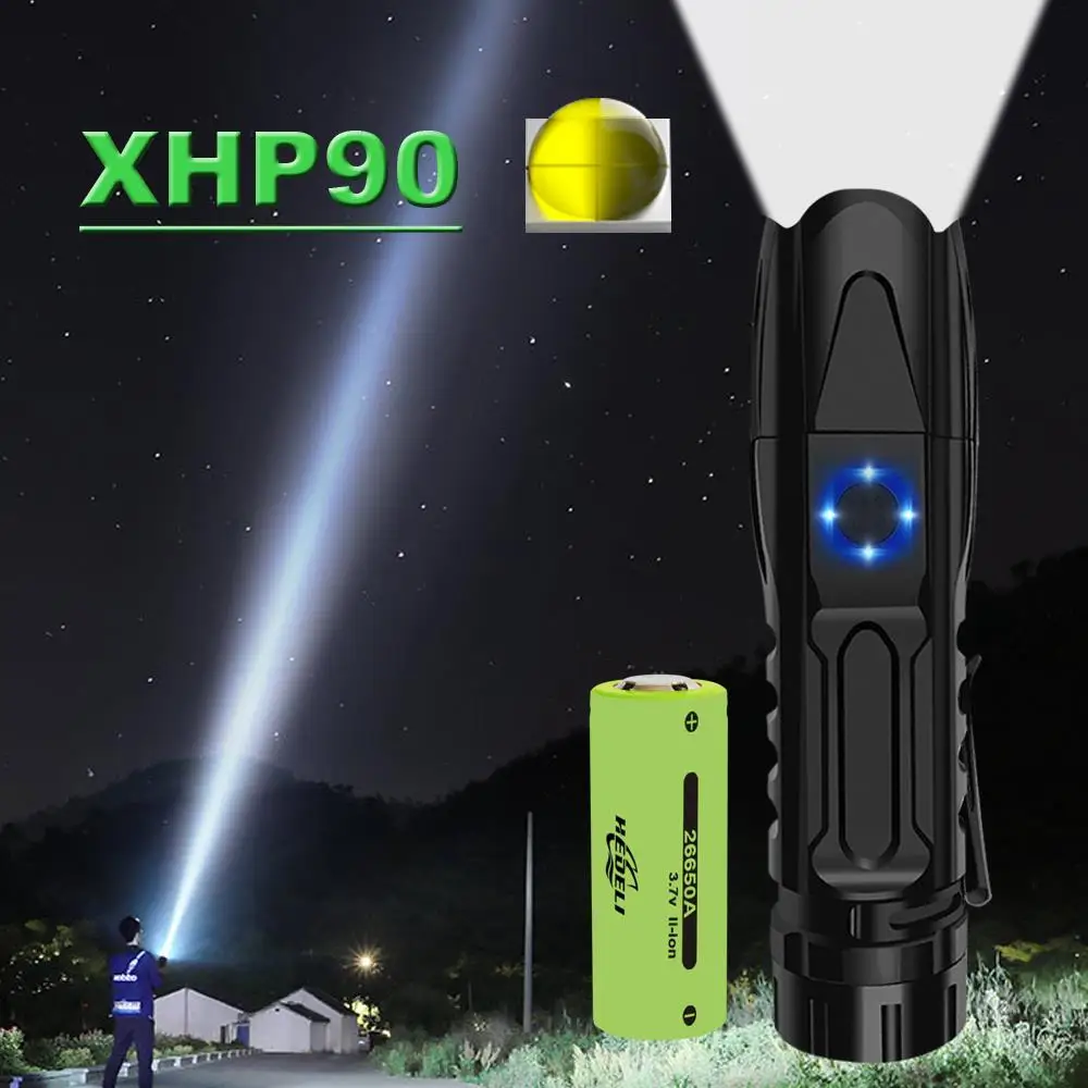 Мини супер яркий люмен xhp90 самый мощный фонарик перезаряжаемый светодиодный охотничий ручной фонарь usb фонарь xhp70 xhp50 26650 или 18650