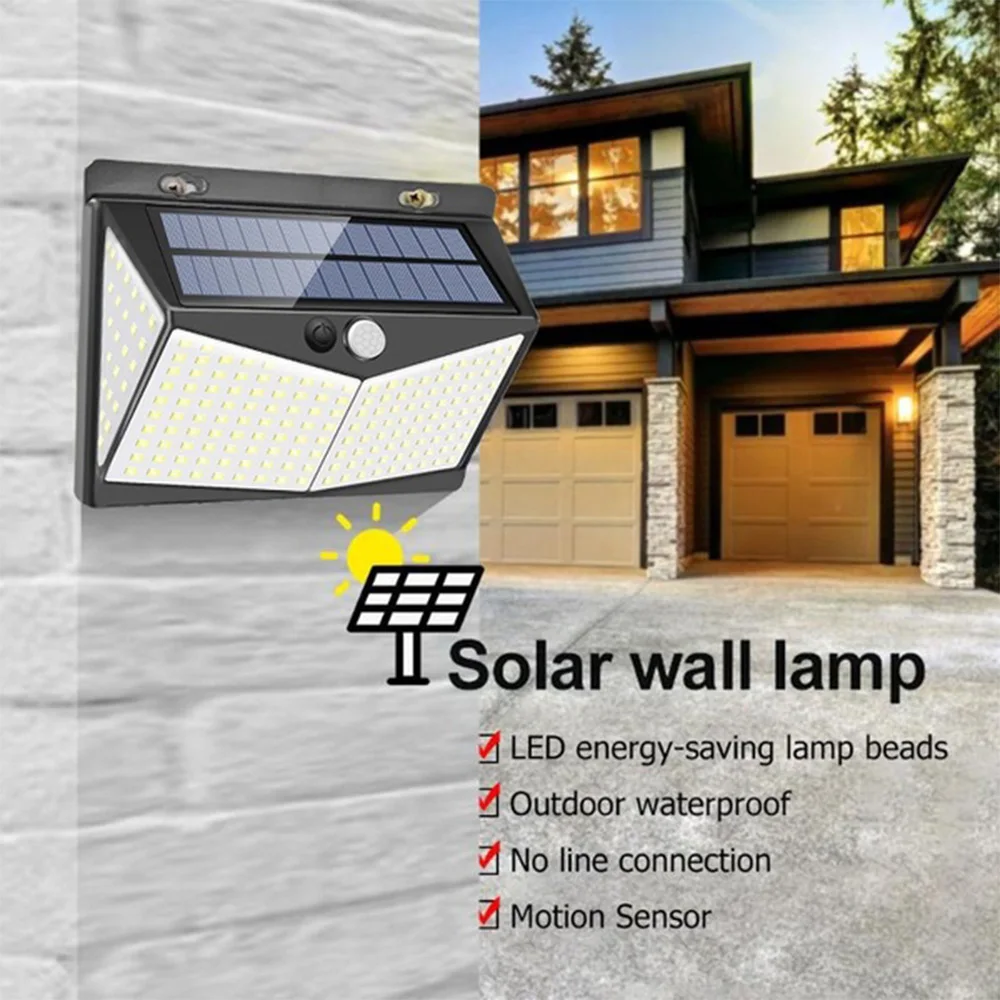 Датчик движения, светильник с датчиком, уличный солнечный светильник, настенный светильник, дорожка, светильник s, водонепроницаемый, 270 °, широкий угол, безопасность, экологически чистый