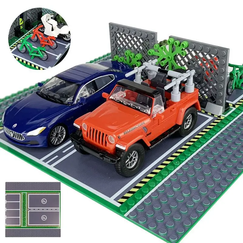 

25.5cm*25.5cm Streetscape View Base Plate Public parking lot City Baseplate Building Blocks Bricks Educational Toys for Children