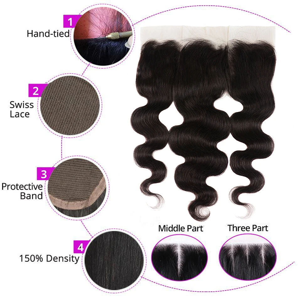 Brazilian Body Wave Bundles With Frontal 13x4/13x6 Transparent Lace Frontal Closure With Bundles Remy Frontal With Bundles