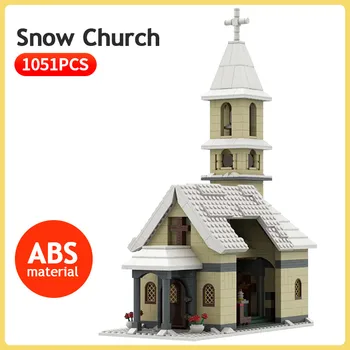 

Winter Village Snow Church House Building Blocks City Street View Architecture Model Kids DIY Bricks Toys for Children Xmas Gift