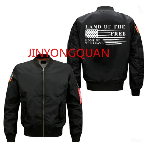 

LAND OF THE FREE , HOME OF THE BRAVE printed man BOMBER JACKET