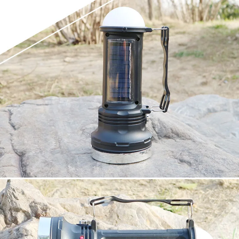 

Solar Power Rechargeable LED Flashlight Outdoor Camping Tent Light Lantern Lamp with Handle ZJ55