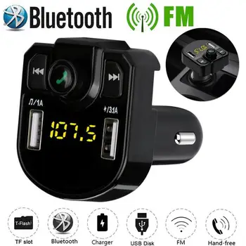 

Dual USB Car Charger 3.1A 1A USB FM Transmitter Phone Mp3 Music Player LED Display 4.1a Handsfree Bluetooth Car Kit
