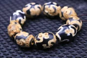 

Set of 9 Energy Tibetan Old Agate Precious Bottle Daluo dZi Bead Amulet For DIY