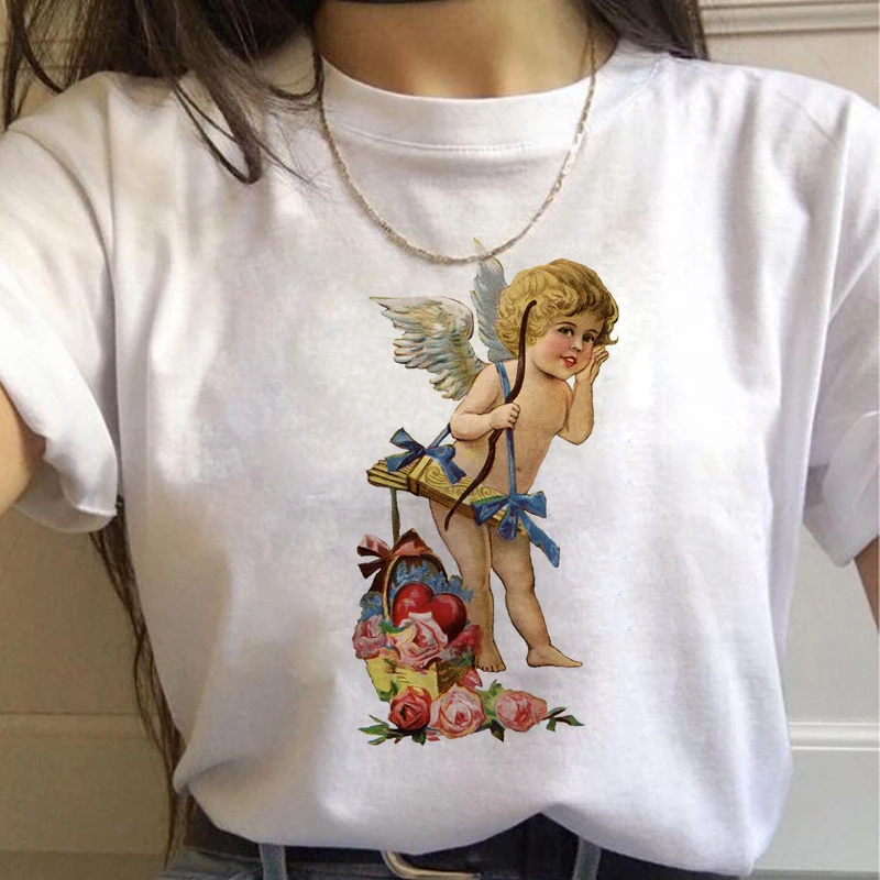 Angels эстетическое Harajuku винтажные футболки для женщин Ullzang 90s футболки с рисунками гранж корейский стиль футболка хип хоп топы футболки женские