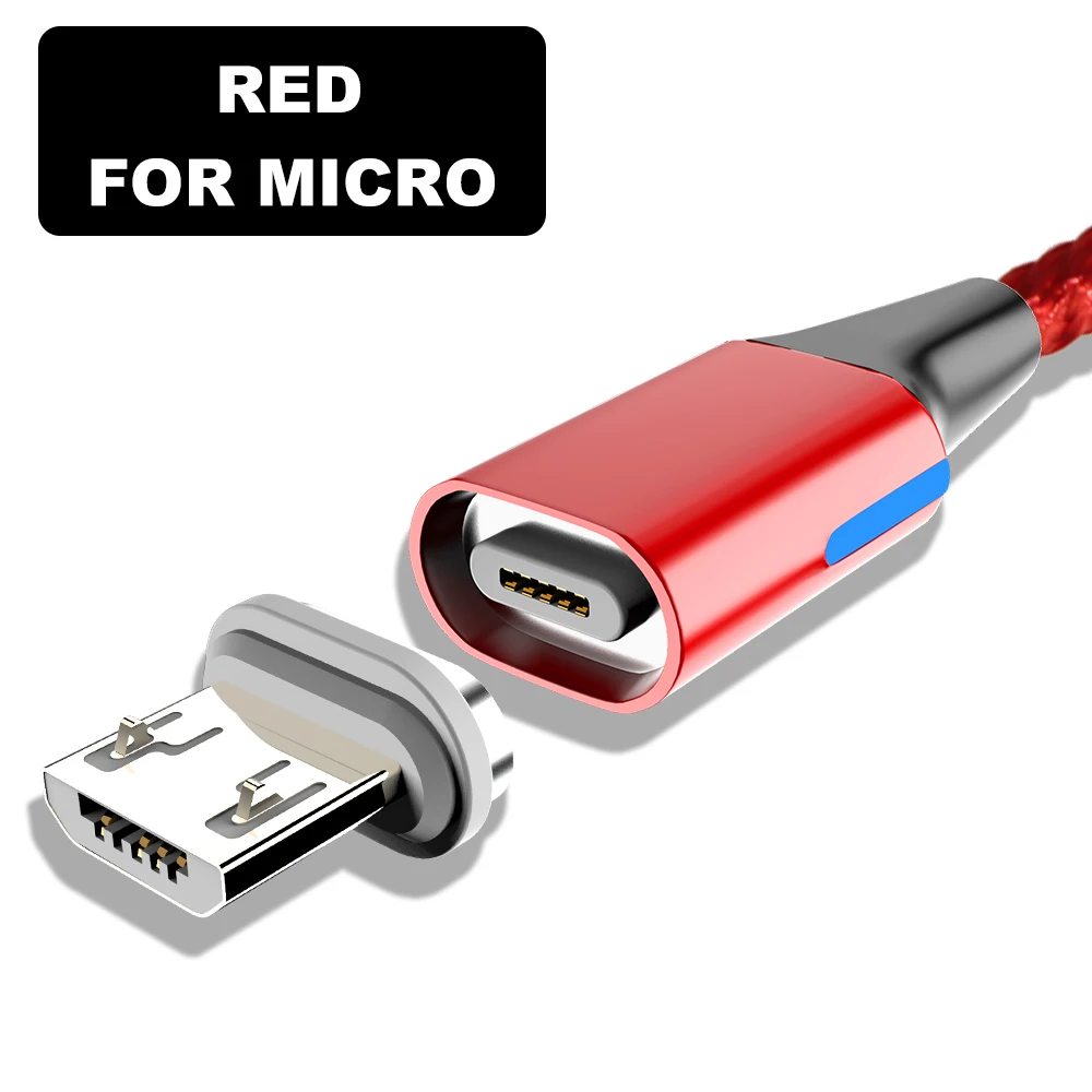 Магнитный кабель Vanniso 2m 3A type-C для быстрой зарядки samsung, кабель Micro USB для Xiaomi huawei iphone 11, магнитный кабель USB для зарядки - Цвет: Red Micro Cable