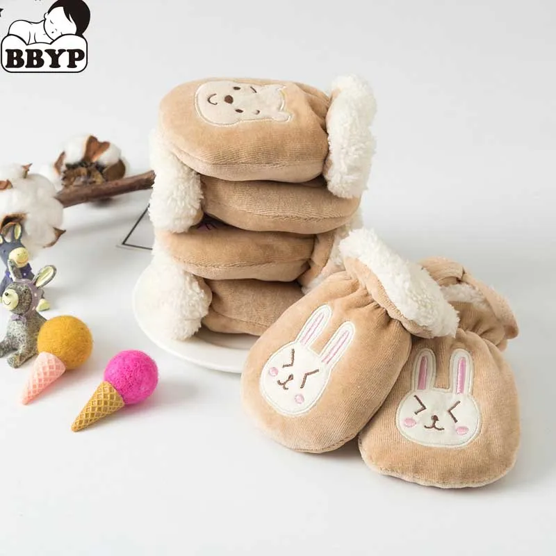 

Kids Gloves Winter Baby Full Finger Mittens Thicken Infant Anti-Grab Gloves Fleece Toddler Hand Warmer Mittens Cartoon 0-3Y