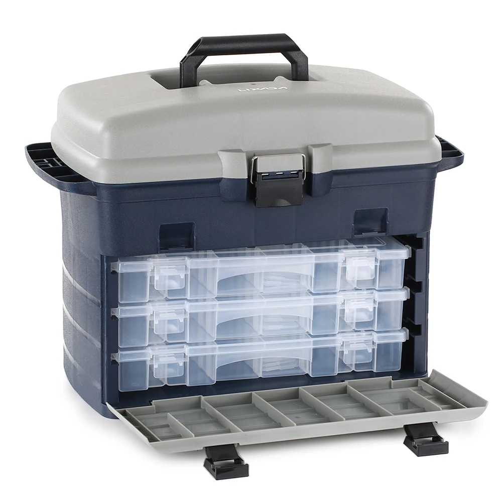 

Hot New Fishing Tackle Box Spacious Portable Lures Accessory Sea Boat Fishing Box Case with Three Trays Fishing Tackle