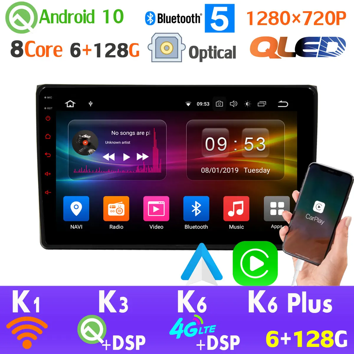 QLED 1280*720P Android 10 0 автомобильный GPS-радиоплеер для AUDI A4 S4 RS4 8E 8F B9 B7 RNS-E SEAT Exeo SPDIF HDMI