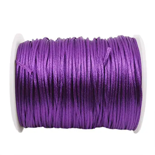Bite Bites 1pc Satin Silk Rope Nylon Cord Colorful 1mm 80m Baby Teether Accessories Teething Necklace Rattail Cord DIY Tool Toys Purple Rope