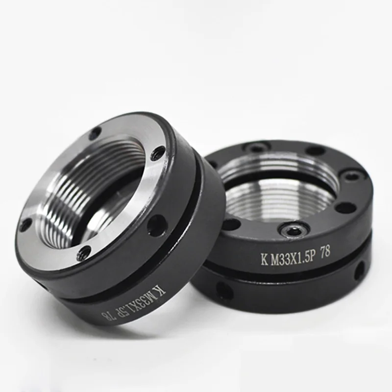 K-tipo Porca de Bloqueio Axial de Precisão Redonda Anti-afrouxamento Auto-travamento Porca M25 27 30 40*1.5 2.0p Máquina Ferramenta Porca de Rolamento de Parafuso de Esferas