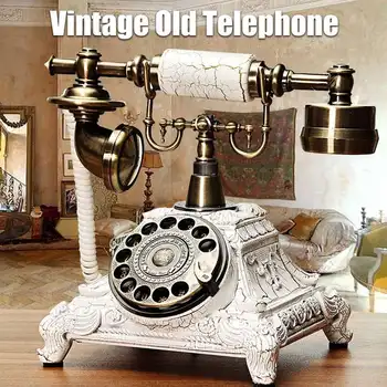 

Crafts Creative For Home Room Decorations European Retro Resin Vintage Telephone Set Living Room Cafe Home Decoration