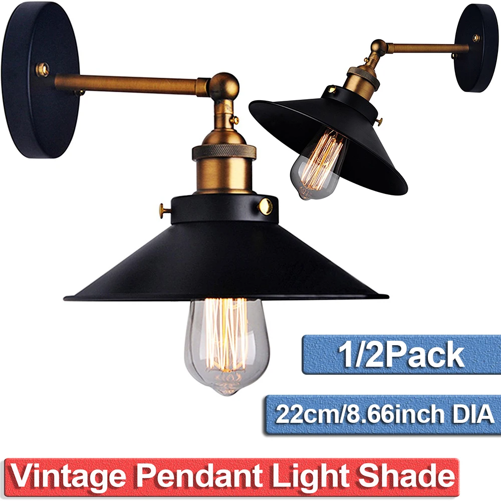 

2/1PACK Vintage Lamp Shade Wall Sconce 240 Degree Adjustable Wall Light Guard Industrial Fashion Bar Lamps Covers E26 E27