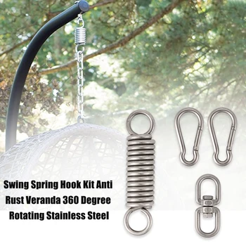 

Stainless Steel Indoor Outdoor Hammock Suspension Anti Rust Garden Veranda Swing Spring Hook Kit Ceiling 360 Degree Rotating