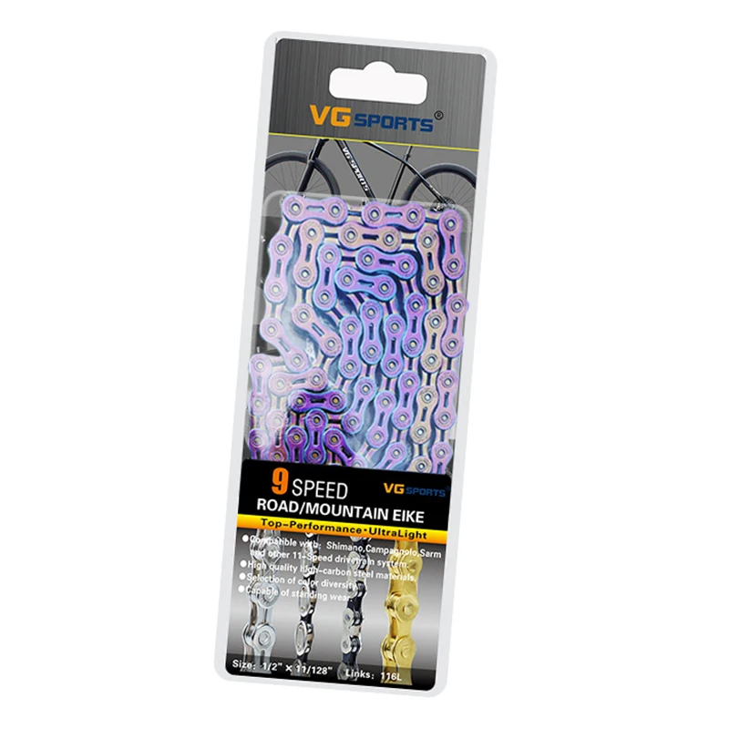 9S Purple H hollow VG спортивная сумка для Huawei Honor 8/9/10/11 Скорость велосипедной цепи MTB шоссейные велосипеды с выемками сплав ультра светильник 116L замена цепи - Цвет: 9S Purple H hollow